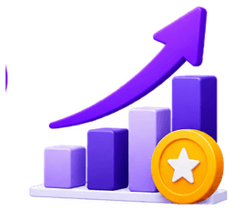 3D Analytics Growth Arrow and Star Coin